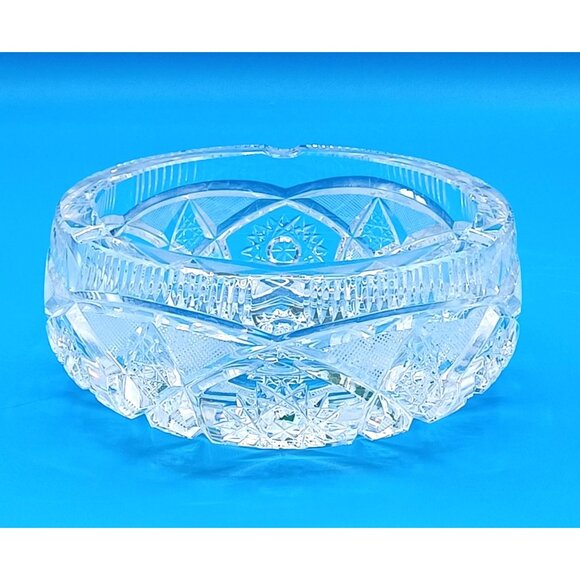 Heavy American Brilliant ABP  Hollywood Regency 6 X 6 Cut Lead Crystal Ashtray - Picture 16 of 16